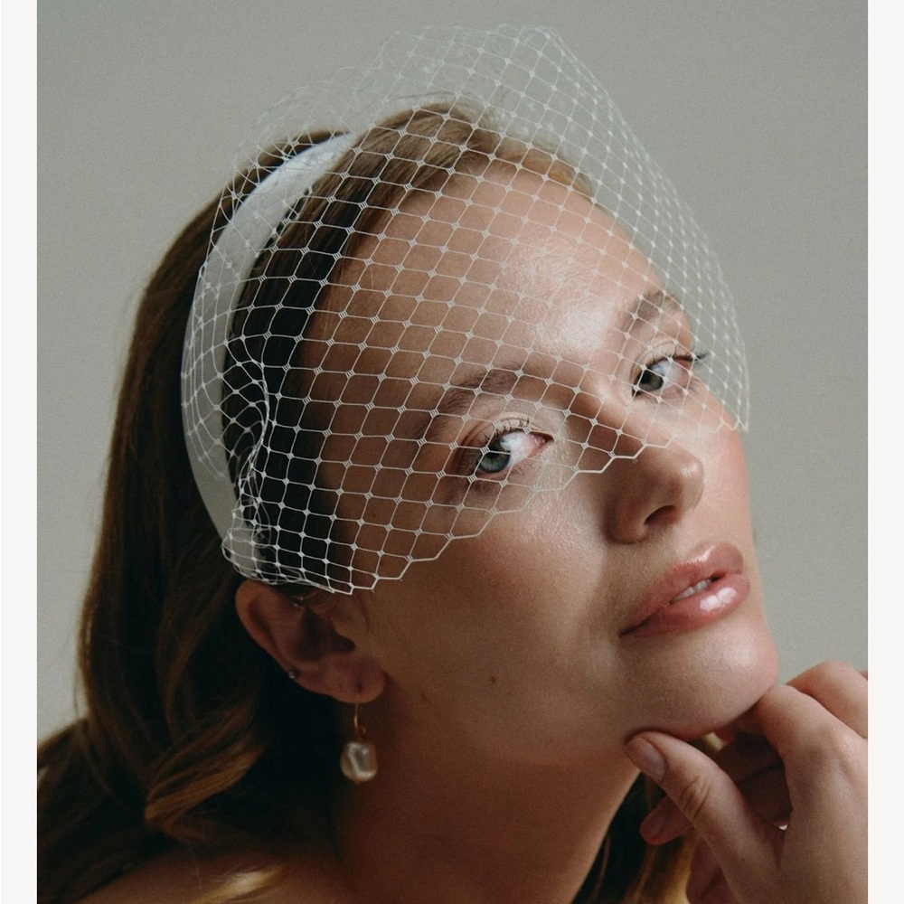 Satin Birdcage Veil - Flat Headband